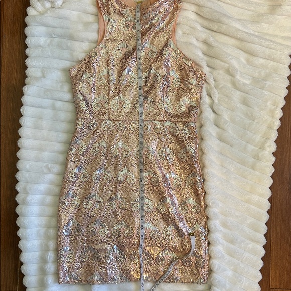 Soieblu Rose Gold Sequin High Neck Mini Dress - Picture 7 of 8